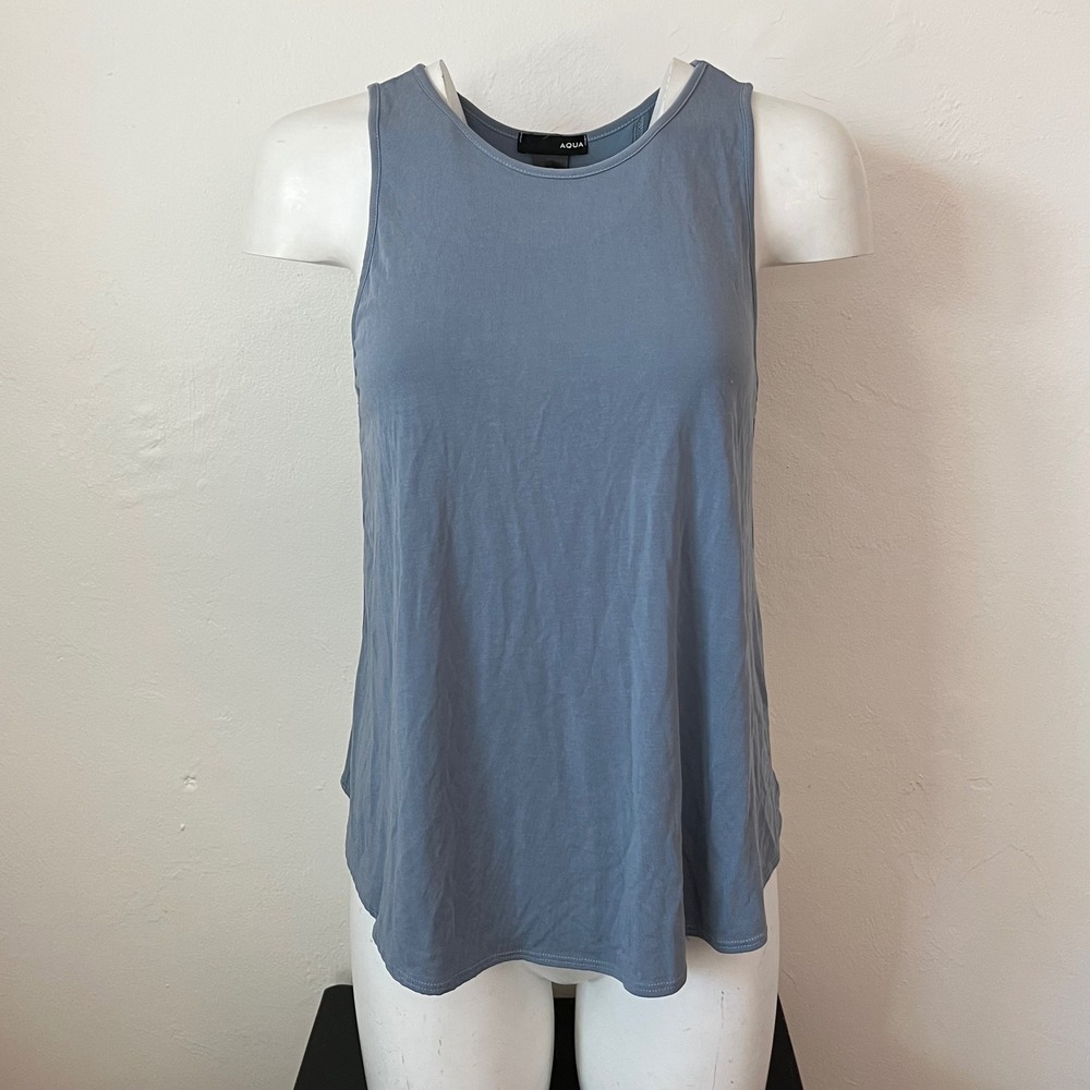 AQUA Blue Sleeveless Tulip Wrap Back Tank Top Small